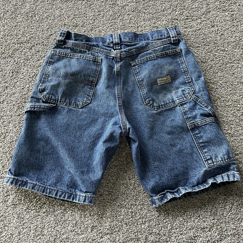 Y2K Wrangler Denim Cargo Shorts Mens 32 Blue Relaxed Fit Workwear Casual Summer